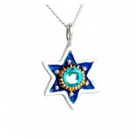 Small Star of David Necklace - Blue